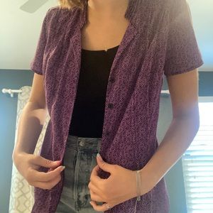 Cute purple patterned button up